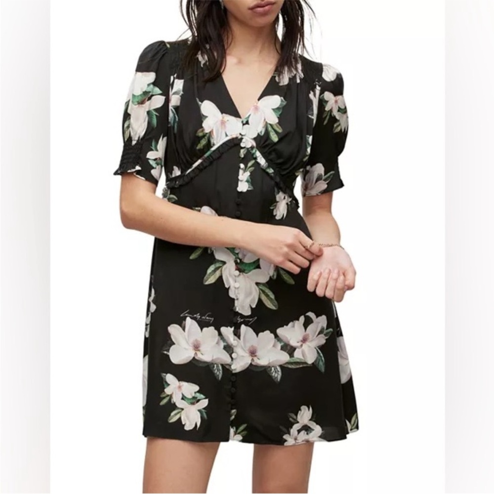 NWT AllSaints Demi Alessandra Dress black floral